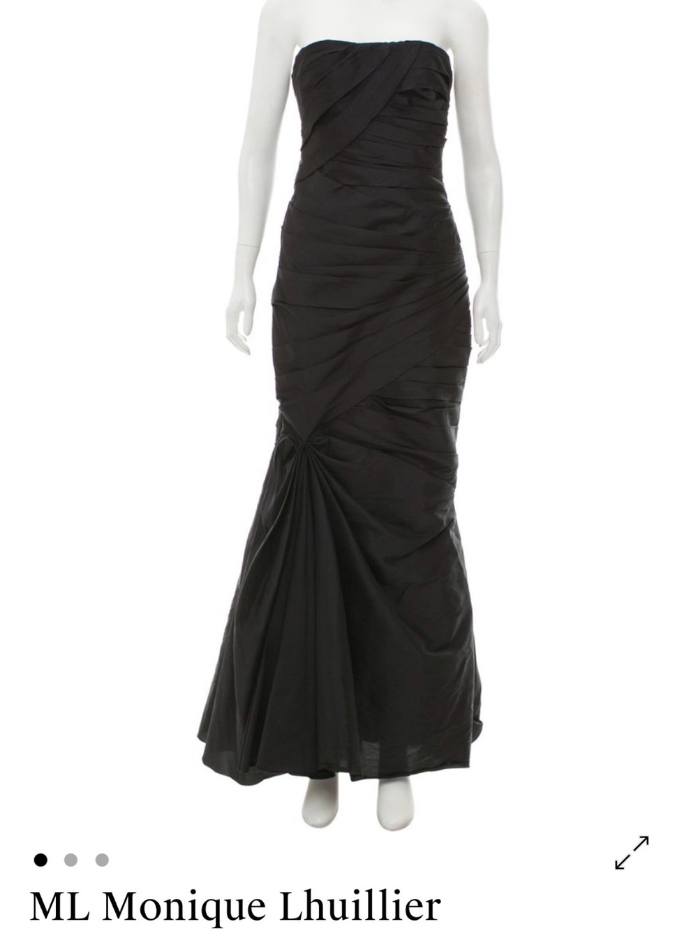 Monique Lhuillier Black Strapless Ruffled Mermaid Gown